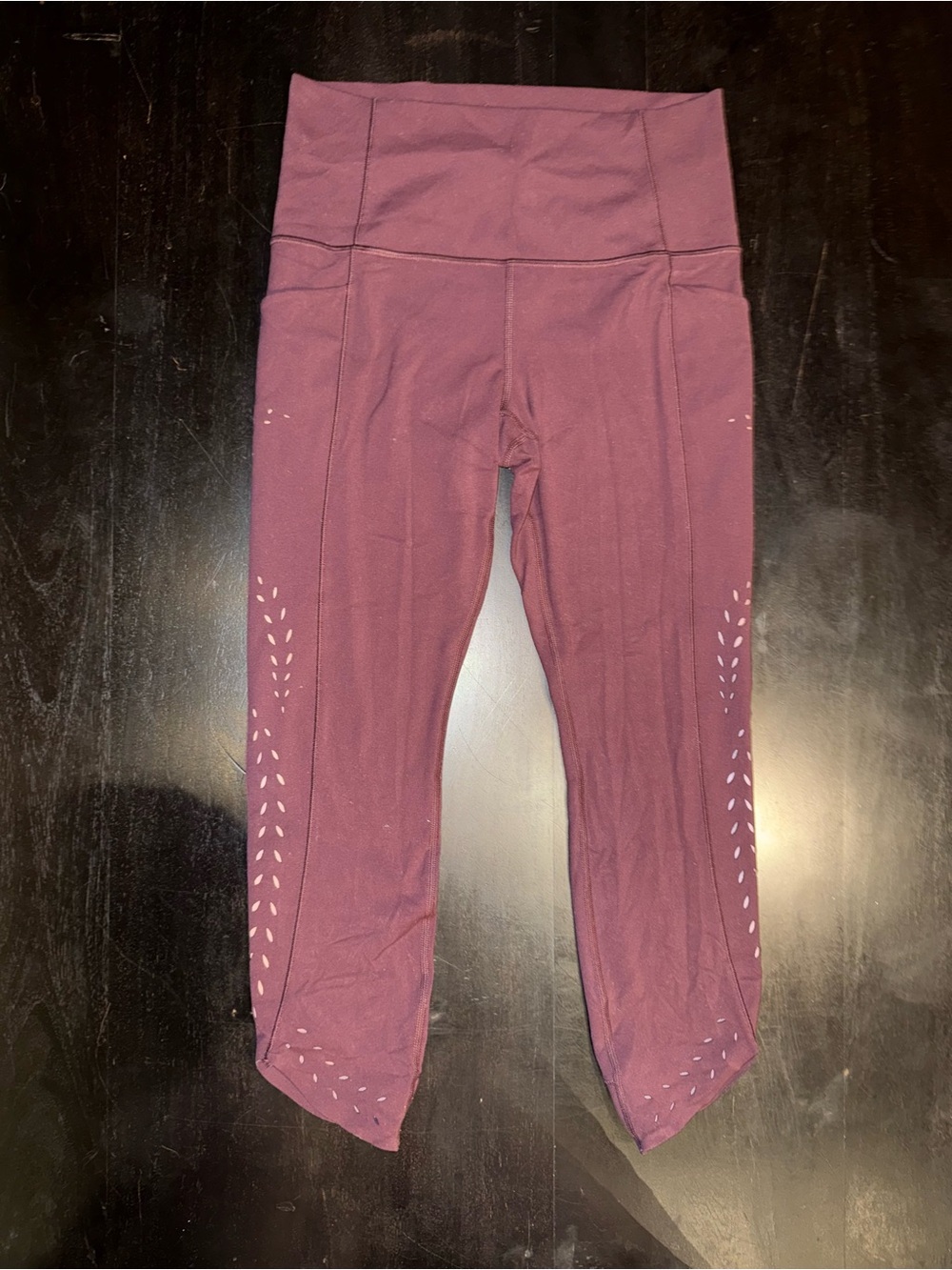 Athleta Plum Capri Leggings with Reflective Accent